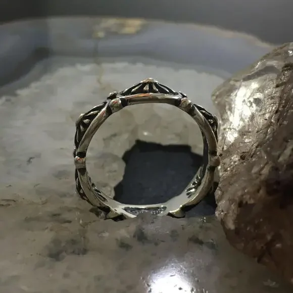 Carolyn Pollack Southwestern Style Sterling Flower Concho Band Ring For Women - Picture 5 of 10